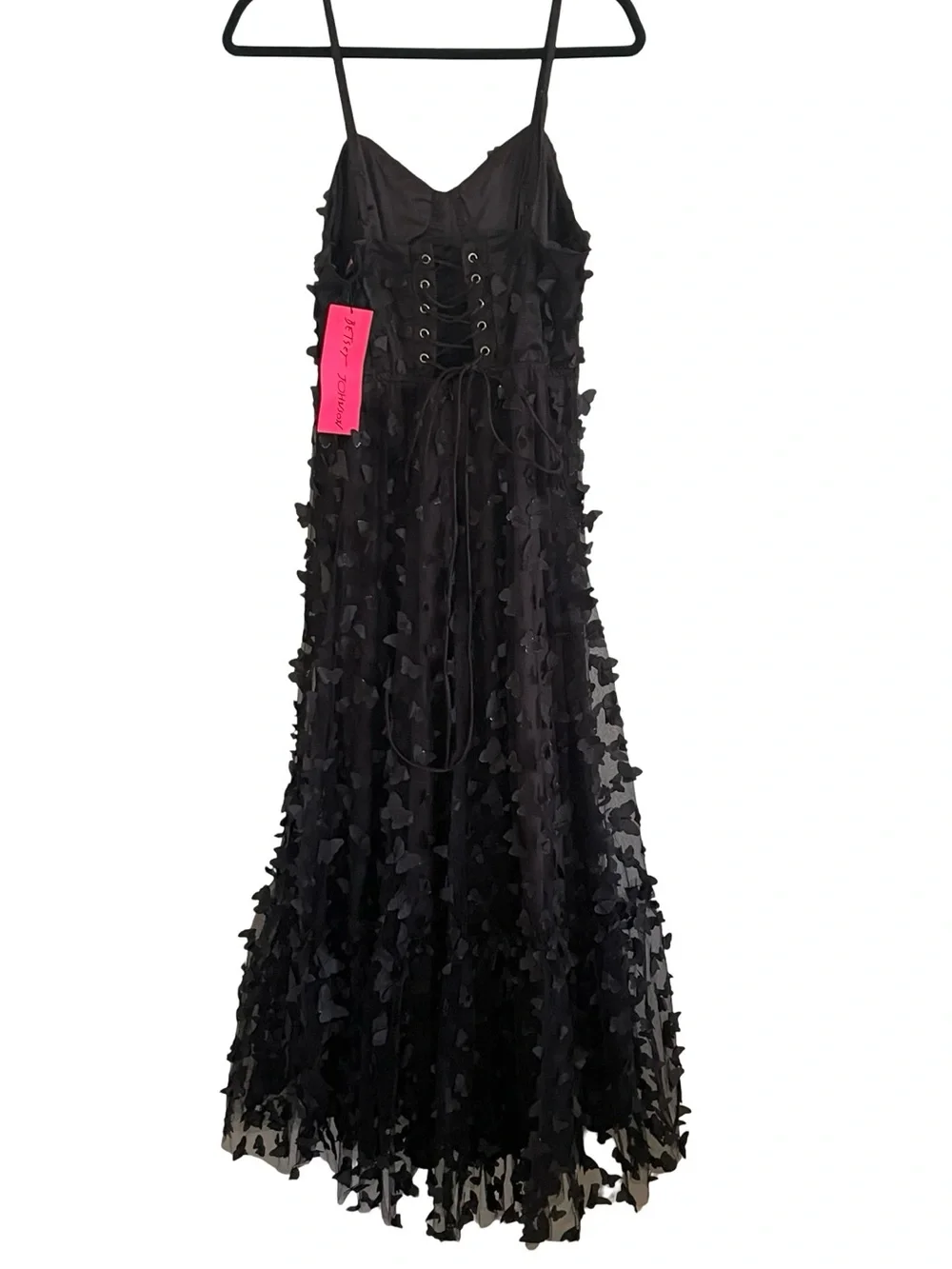 Betsey Johnson Black Butterfly Applique Maxi Dress NWT Large